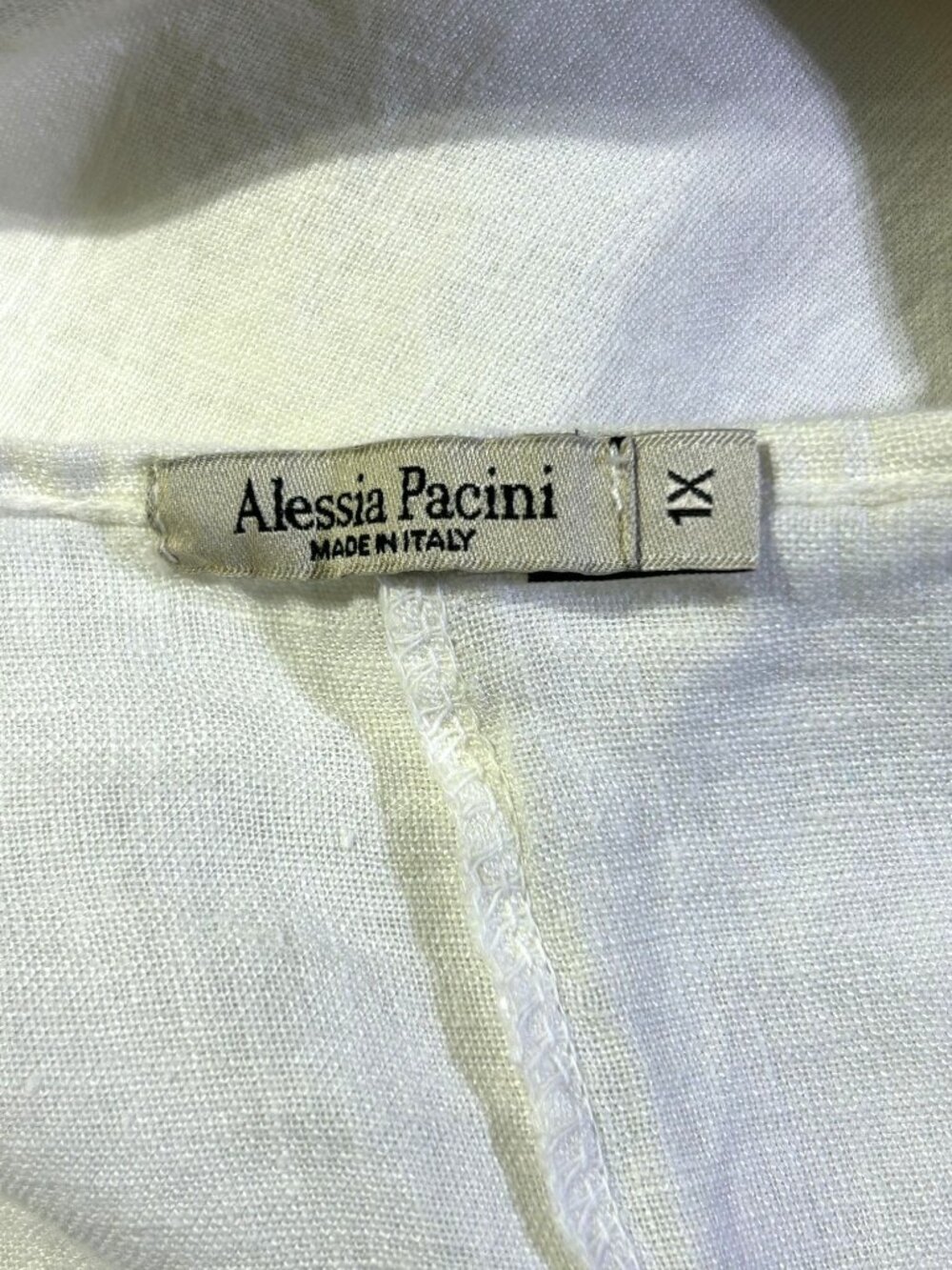Alessia Pacini Women's White Italian Linen Tunic Top Blouse Size XL 3459 - Picture 7 of 13